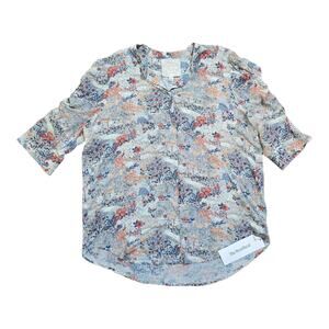 Johnny Was JWLA Mixed Print Rayon Boho Button-Down Blouse Size Medium